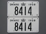 1958 YOM Clear Ontario License Plates