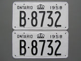 1958 YOM Clear Ontario License Plates