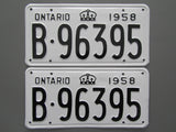 1958 YOM Clear Ontario License Plates