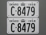 1958 YOM Clear Ontario License Plates