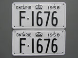 1958 YOM Clear Ontario License Plates