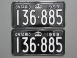 1959 YOM Clear Ontario License Plates