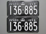 1959 YOM Clear Ontario License Plates