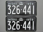1959 YOM Clear Ontario License Plates