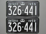 1959 YOM Clear Ontario License Plates