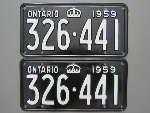 1959 YOM Clear Ontario License Plates