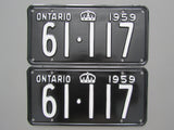 1959 YOM Clear Ontario License Plates