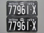 1959 YOM Clear Ontario License Plates