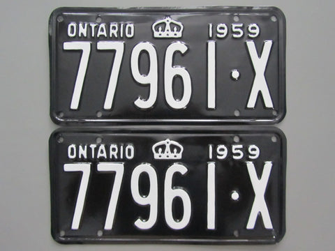 1959 YOM Clear Ontario License Plates