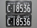 1959 YOM Clear Ontario License Plates