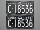 1959 YOM Clear Ontario License Plates
