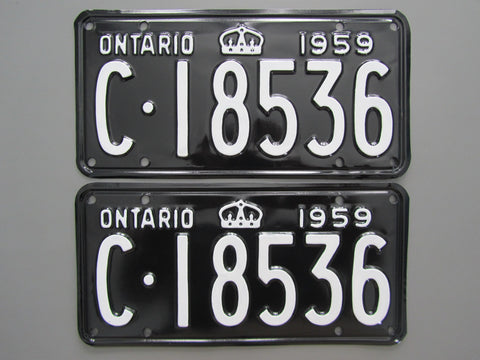 1959 YOM Clear Ontario License Plates