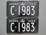 1959 YOM Clear Ontario License Plates