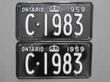 1959 YOM Clear Ontario License Plates