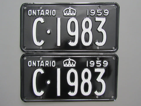 1959 YOM Clear Ontario License Plates