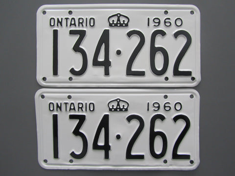 1960 YOM Clear Ontario License Plates