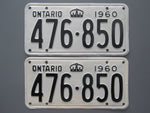 1960 YOM Clear Ontario License Plates