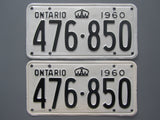 1960 YOM Clear Ontario License Plates