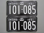 1961 YOM Clear Ontario License Plates