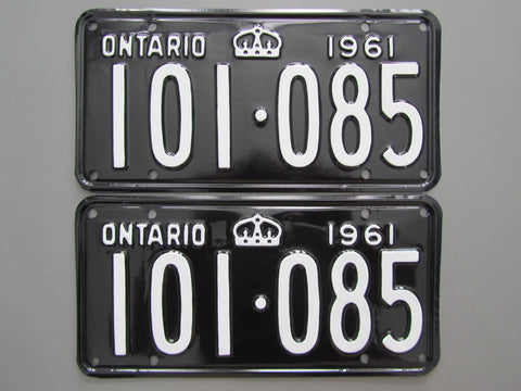 1961 YOM Clear Ontario License Plates