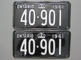 1961 YOM Clear Ontario License Plates