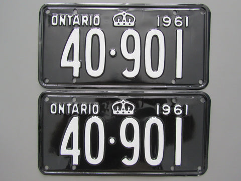 1961 YOM Clear Ontario License Plates