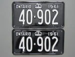 1961 YOM Clear Ontario License Plates