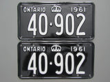 1961 YOM Clear Ontario License Plates