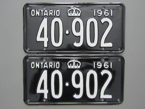 1961 YOM Clear Ontario License Plates