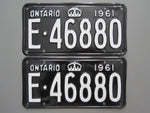 1961 YOM Clear Ontario License Plates