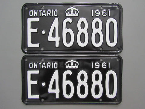 1961 YOM Clear Ontario License Plates