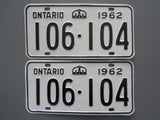 1962 YOM Clear Ontario License Plates