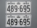 1962 YOM Clear Ontario License Plates