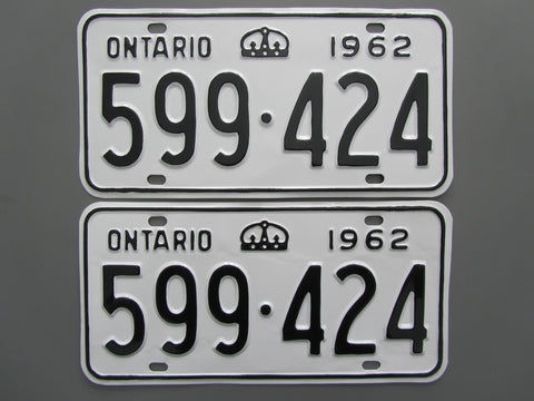 1962 YOM Clear Ontario License Plates