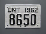 1962 YOM Clear Ontario Motorcycle License Plate