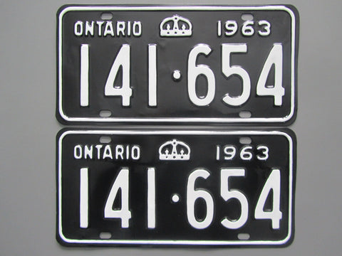 1963 YOM Clear Ontario License Plates