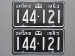 1963 YOM Clear Ontario License Plates