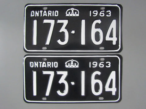 1963 YOM Clear Ontario License Plates