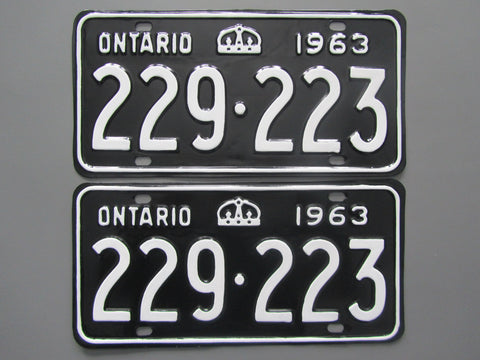 1963 YOM Clear Ontario License Plates