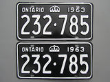 1963 YOM Clear Ontario License Plates