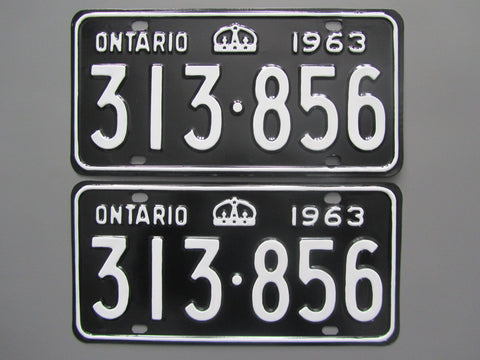 1963 YOM Clear Ontario License Plates