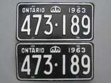1963 YOM Clear Ontario License Plates