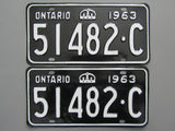 1963 YOM Clear Ontario License Plates