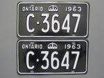 1963 YOM Clear Ontario License Plates