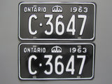 1963 YOM Clear Ontario License Plates