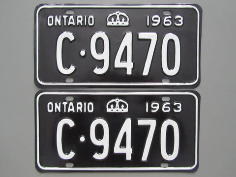1963 YOM Clear Ontario License Plates