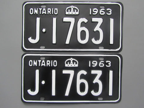 1963 YOM Clear Ontario License Plates