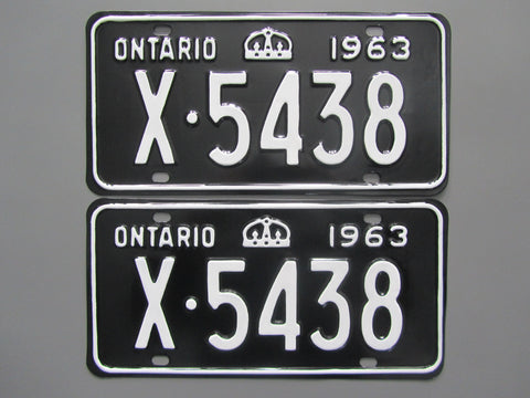 1963 YOM Clear Ontario License Plates