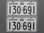 1964 YOM Clear Ontario License Plates