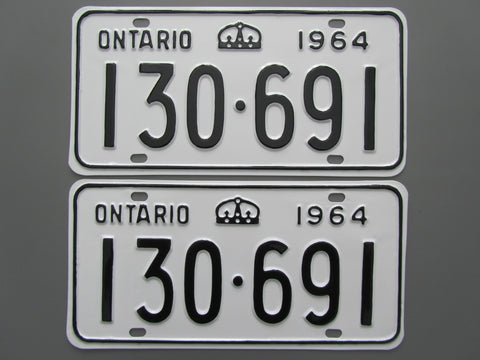 1964 YOM Clear Ontario License Plates